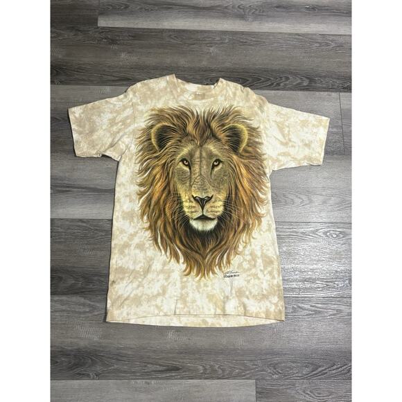 Vintage 1994 Liquid Blue Rich Normurdin Double Sided Lion Nature Shirt Men Large - Picture 1 of 9